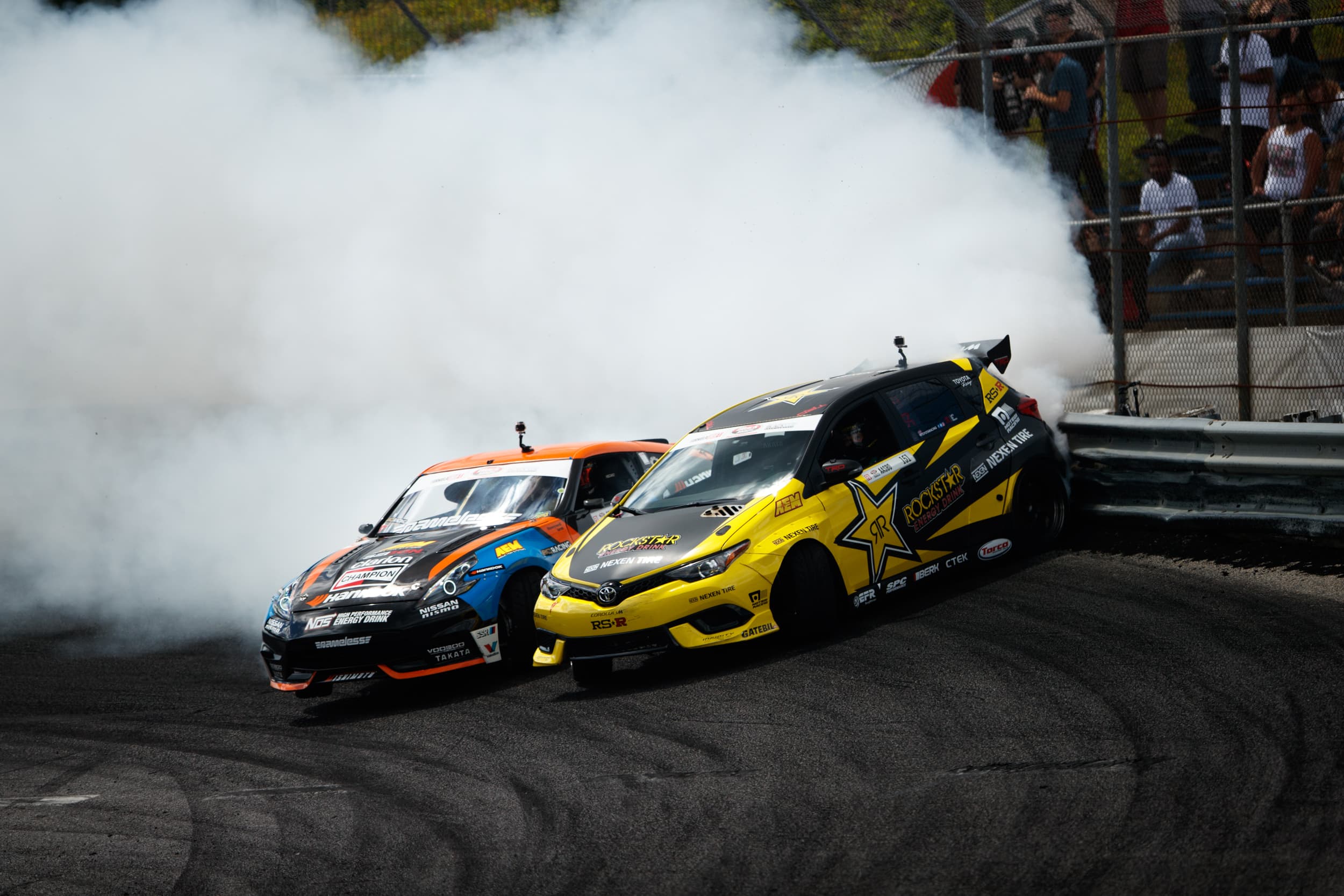 Forsberg Racing tandem drift with smoke